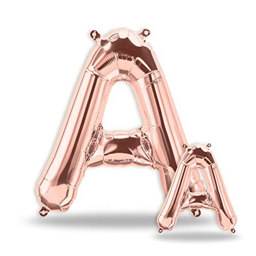 FUNXGO® Buchstaben Folienballons in Rose Gold I 100cm + 40cm I Luftballon Buchstaben Dekoration I Deko zum Geburtstag I Fliegt mit Helium I Happy Birthday, Party, Hochzeit (Rosegold[ A ]) von FUNXGO