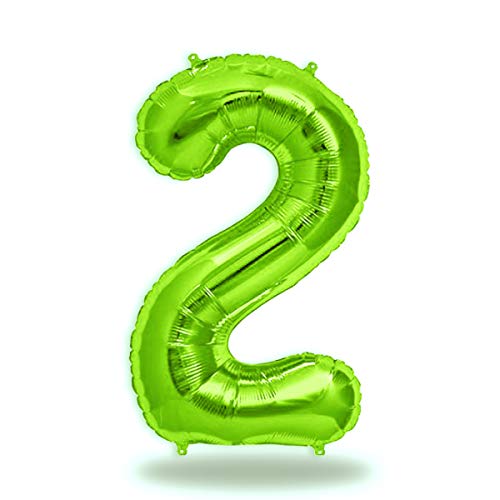 FUNXGO® folienballon zahl 2 Grün - Riesenzahl Ballon ca.100 cm - Luftballon Zahl 2 - fliegt mit Helium - zum 2. Geburtstag, Hochzeit, Jubiläum, Fest, Party Dekoration - Ballon 2 Grün von FUNXGO