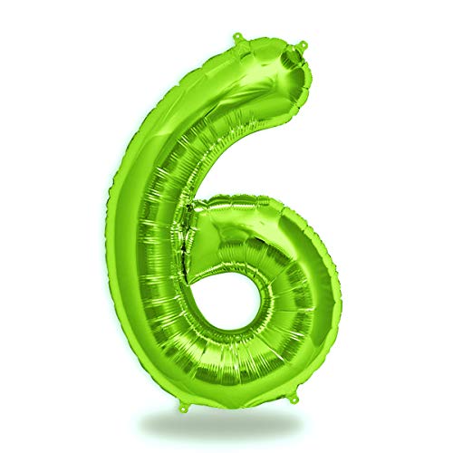 FUNXGO® folienballon zahl 6 Grün - Riesenzahl Ballon ca.100 cm - Luftballon Zahl 6 - fliegt mit Helium - zum 6. Geburtstag, Hochzeit, Jubiläum, Fest, Party Dekoration - Ballon 6 Grün von FUNXGO
