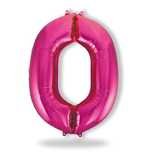 FUNXGO® Folienballon Zahl 0 pink - Riesen-Ballonzahl - Verstärktes Materia- Extra Dick & Reißfest- fliegt mit Helium - Luftballon - Deko zum Geburtstage, Party, Hochzeiten - Ballon 0 pink von FUNXGO