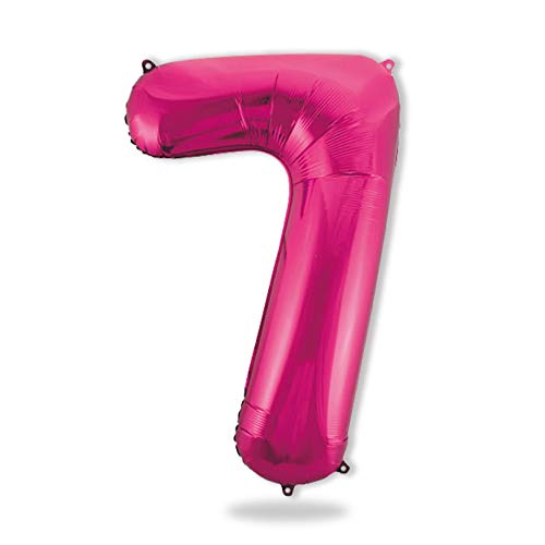 FUNXGO® Folienballon Zahl 7 pink - Riesen-Ballonzahl - Verstärktes Material- fliegt mit Helium - 7 Geburtstag Luftballon - Deko zum Geburtstage, Party, Hochzeiten - Ballon 7 pink von FUNXGO