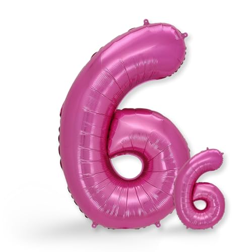 FUNXGO folienballon 6 rosa - 100cm - 6 Geburtstag Luftballon - Luftballon Zahl 6 - Zahlen rosa Ballon 6 Deko zum Geburtstag, Hochzeit, Jubiläum oder Fest, Party Dekoration - Ballon rosa 6 von FUNXGO