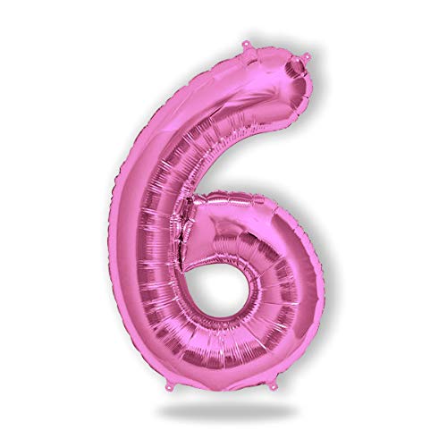 FUNXGO folienballon 6 rosa - 100cm - 6 Geburtstag Luftballon - Luftballon Zahl 6 - Zahlen rosa Ballon 6 Deko zum Geburtstag, Hochzeit, Jubiläum oder Fest, Party Dekoration - Ballon rosa 6 von FUNXGO
