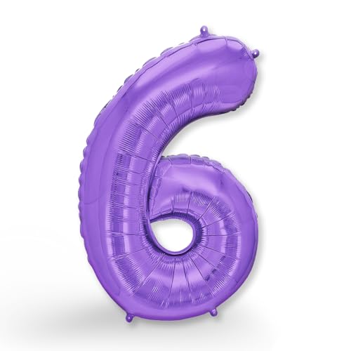 FUNXGO® Folienballon Zahl 6 lila - Riesenzahl Ballon ca.100 cm - fliegt mit Helium - 6 geburtstag luftballon - Deko zum Geburtstage, Party, Hochzeiten - Ballon 6 lila von FUNXGO