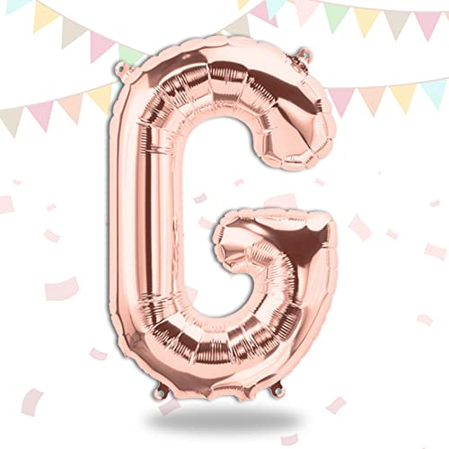 FUNXGO Folienballon Buchstaben Rosegold G - Buchstaben Luftballon Klein G - ca. 40cm Nur Luftfüllung - Ideal für Geburtstag, Hochzeit & Party Deko - Ballon Buchstabe G Rosegold von FUNXGO
