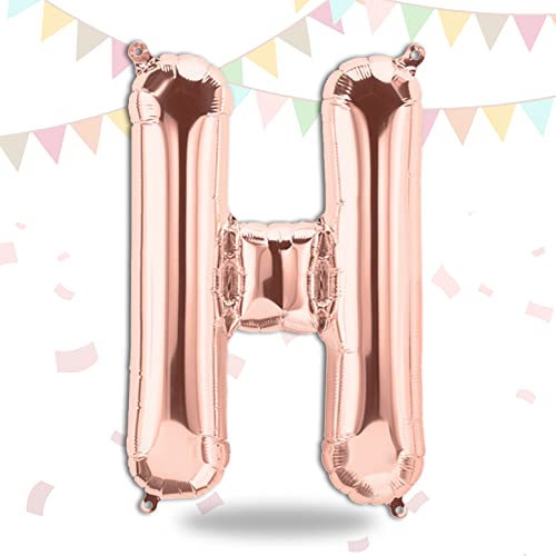 FUNXGO Folienballon Buchstaben Rosegold H - Buchstaben Luftballon Klein H - ca. 40cm Nur Luftfüllung - Ideal für Geburtstag, Hochzeit & Party Deko - Ballon Buchstabe H Rosegold von FUNXGO