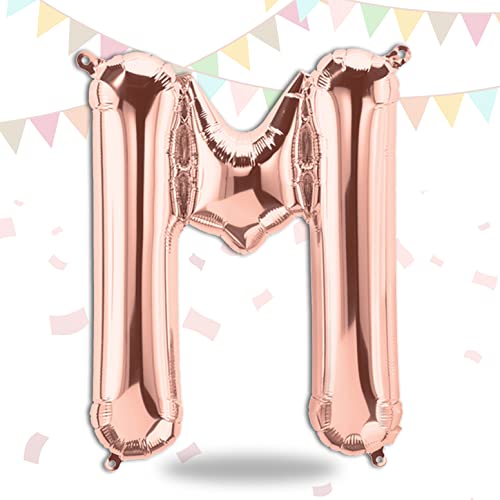 FUNXGO Folienballon Buchstaben Rosegold M - Buchstaben Luftballon Klein M - ca. 40cm Nur Luftfüllung - Ideal für Geburtstag, Hochzeit & Party Deko - Ballon Buchstabe M Rosegold von FUNXGO