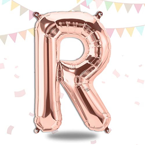FUNXGO Folienballon Buchstaben Rosegold R - Buchstaben Luftballon Klein R - ca. 40cm Nur Luftfüllung - Ideal für Geburtstag, Hochzeit & Party Deko - Ballon Buchstabe R Rosegold von FUNXGO