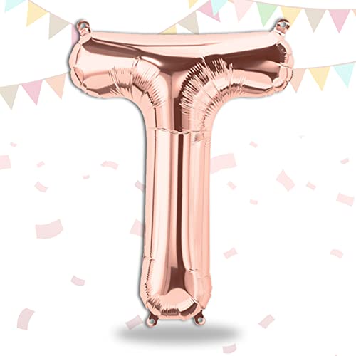 FUNXGO Folienballon Buchstaben Rosegold T - Buchstaben Luftballon Klein T - ca. 40cm Nur Luftfüllung - Ideal für Geburtstag, Hochzeit & Party Deko - Ballon Buchstabe T Rosegold von FUNXGO