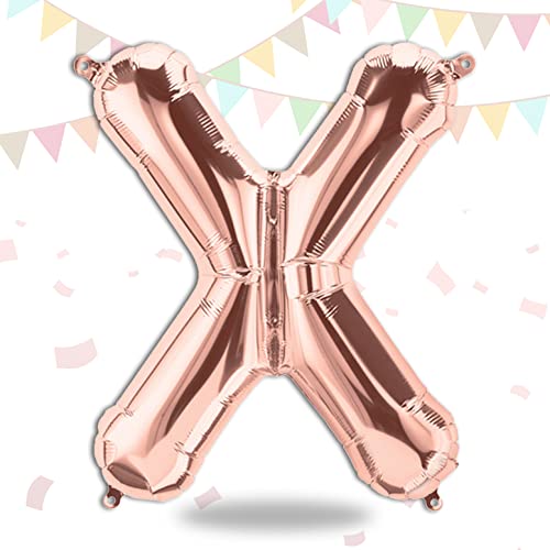 FUNXGO Folienballon Buchstaben Rosegold X - Buchstaben Luftballon Klein X - ca. 40cm Nur Luftfüllung - Ideal für Geburtstag, Hochzeit & Party Deko - Ballon Buchstabe X Rosegold von FUNXGO