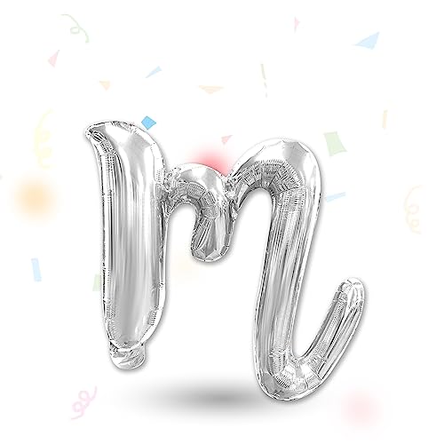 FUNXGO Folienballon Buchstaben Silber m - Buchstaben Luftballon Klein m - ca. 40cm Nur Luftfüllung - Ideal für Geburtstag, Hochzeit & Party Deko - Ballon Buchstabe M Silber von FUNXGO
