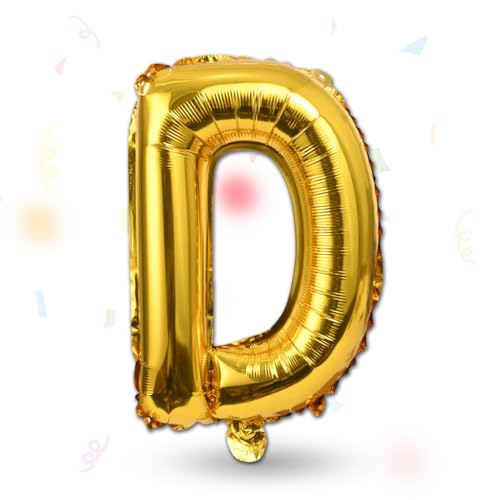 FUNXGO Folienballon Buchstaben gold D - Buchstaben Luftballon Klein D - ca. 40cm Nur Luftfüllung - Ideal für Geburtstag, Hochzeit & Party Deko - Ballon Buchstabe D gold von FUNXGO