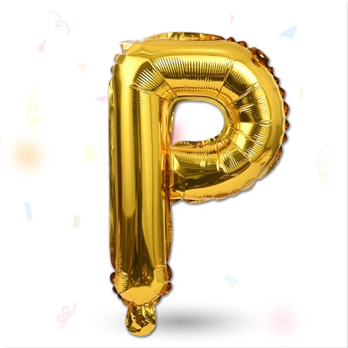 FUNXGO Folienballon Buchstaben gold P - Buchstaben Luftballon Klein P - ca. 40cm Nur Luftfüllung - Ideal für Geburtstag, Hochzeit & Party Deko - Ballon Buchstabe P gold von FUNXGO