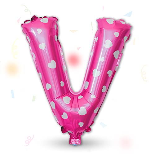 FUNXGO Folienballon Buchstaben Pink V - Buchstaben Luftballon Klein V - ca. 40cm Nur Luftfüllung - Ideal für Geburtstag, Hochzeit & Party Deko - Ballon Buchstabe V Pink von FUNXGO