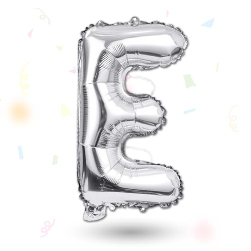 FUNXGO Folienballon Buchstaben silber E - Buchstaben Luftballon Klein E - ca. 40cm Nur Luftfüllung - Ideal für Geburtstag, Hochzeit & Party Deko - Ballon Buchstabe E silber von FUNXGO