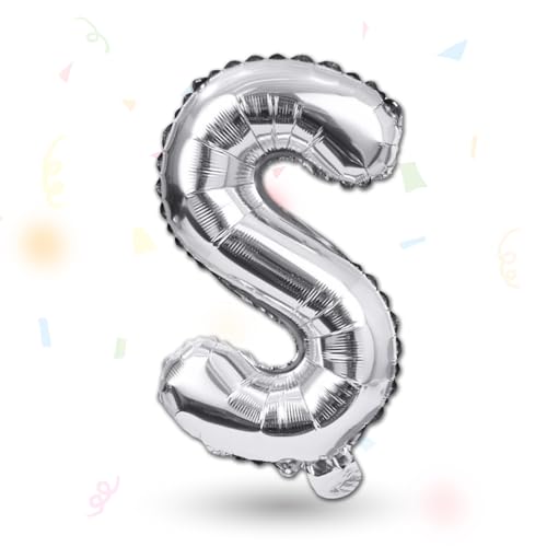 FUNXGO Folienballon Buchstaben silber S - Buchstaben Luftballon Klein S - ca. 40cm Nur Luftfüllung - Ideal für Geburtstag, Hochzeit & Party Deko - Ballon Buchstabe S silber von FUNXGO