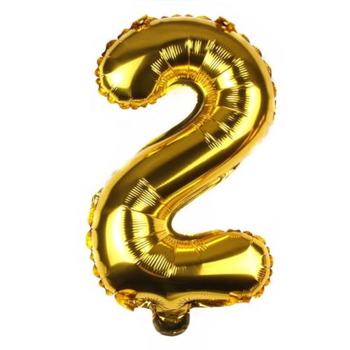 FUNXGO Folienballon Zahl Gold 2 - Zahlen Luftballon Klein 2 - ca. 40cm Nur Luftfüllung - Ideal für Geburtstag, Hochzeit & Party Deko - Ballon Zahl 2 Gold von FUNXGO