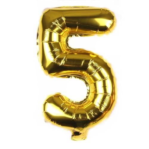 FUNXGO Folienballon Zahl Gold 5 - Zahlen Luftballon Klein 5 - ca. 40cm Nur Luftfüllung - Ideal für Geburtstag, Hochzeit & Party Deko - Ballon Zahl 5 Gold FUNXGO Folienballon Zahl Gold 5 - Zahlen Luftballon Klein 5 - ca. 40cm Nur Luftfüllung - Ideal für Geburtstag, Hochzeit & Party Deko - Ballon Zahl 5 Gold von FUNXGO