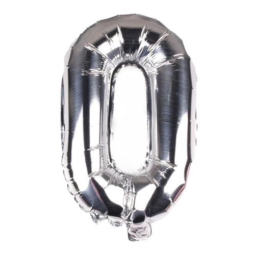 FUNXGO Folienballon Zahl Silber 0 - Zahlen Luftballon Klein 0 - ca. 40cm Nur Luftfüllung - Ideal für Geburtstag, Hochzeit & Party Deko - Ballon Zahl 0 Silber von FUNXGO