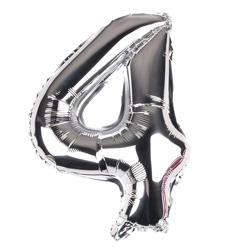 FUNXGO Folienballon Zahl Silber 4 - Zahlen Luftballon Klein 4 - ca. 40cm Nur Luftfüllung - Ideal für Geburtstag, Hochzeit & Party Deko - Ballon Zahl 4 Silber FUNXGO Folienballon Zahl Silber 4 - Zahlen Luftballon Klein 4 - ca. 40cm Nur Luftfüllung - Ideal für Geburtstag, Hochzeit & Party Deko - Ballon Zahl 4 Silber von FUNXGO