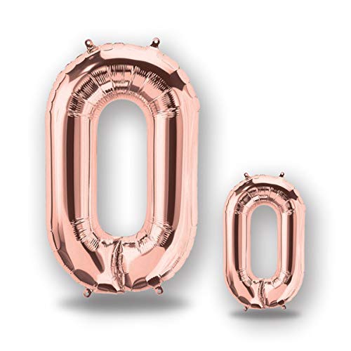 FUNXGO® folienballon 0 rosa Gold - 2 Stück - 42" & 17"- Luftballon Zahl 0 - Zahlen Ballon 0 Deko - zum 0. Geburtstag, Hochzeit, Jubiläum, Fest, Party Dekoration -100cm & 38cm- Ballon 0 rosagold von FUNXGO