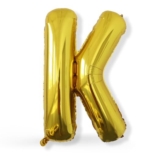 FUNXGO XXL Folienballon Buchstabe K Gold Glänzend ca. 100cm - Riesen Alphabet Ballon - Helium oder Luftfüllung - Ideal für Geburtstag, Hochzeit, Jubiläum, Party Deko & JGA - Ballon K Gold von FUNXGO