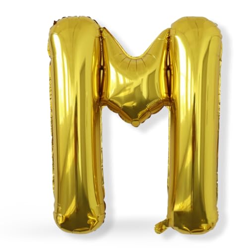 FUNXGO XXL Folienballon Buchstabe M Gold Glänzend ca. 100cm - Riesen Alphabet Ballon - Helium oder Luftfüllung - Ideal für Geburtstag, Hochzeit, Jubiläum, Party Deko & JGA - Ballon M Gold von FUNXGO