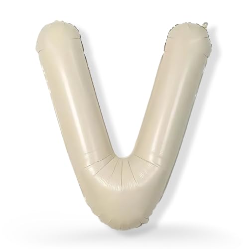 FUNXGO XXL Folienballon Buchstabe V Champagner ca. 100cm - Riesen Alphabet Ballon - Helium oder Luftfüllung - Ideal für Geburtstag, Hochzeit, Jubiläum, Party Deko & JGA - Ballon V Champagner von FUNXGO
