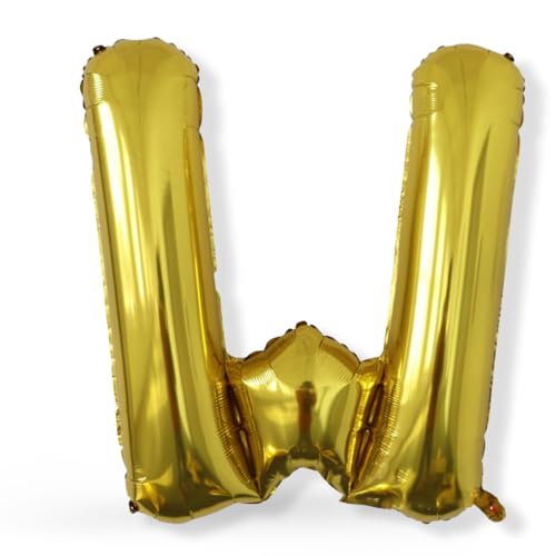 FUNXGO XXL Folienballon Buchstabe W Gold Glänzend ca. 100cm - Riesen Alphabet Ballon - Helium oder Luftfüllung - Ideal für Geburtstag, Hochzeit, Jubiläum, Party Deko & JGA - Ballon W Gold von FUNXGO
