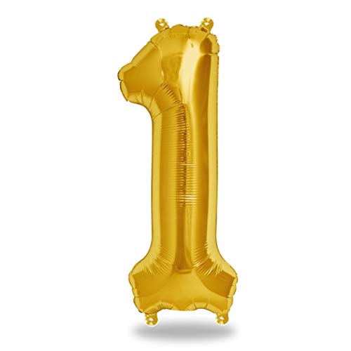 FUNXGO® Folienballon Zahl 1 Gold - Riesenzahl Ballon ca.100 cm - fliegt mit Helium - 1 geburtstag luftballon - Deko zum Geburtstage, Party, Hochzeiten - Ballon 1 Gold von FUNXGO