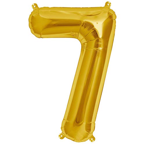 FUNXGO® Folienballon Zahl 7 Gold - Riesenzahl Ballon ca.100 cm - fliegt mit Helium - 7 geburtstag luftballon - Deko zum Geburtstage, Party, Hochzeiten - Ballon 7 Gold von FUNXGO