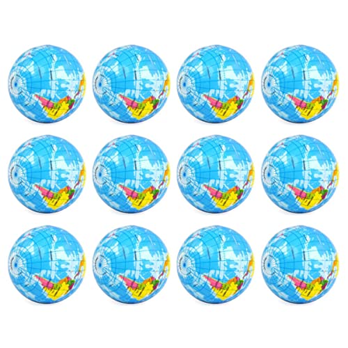 FURREN 12 PCS Globe Squeeze Balls, 4 Earth Stress Relief Toys Squeeze Balls Educational Stress Balls für Finger Exercise von FURREN