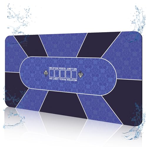 Pokermatte 180 x 90 cm, Professionelle Texas Holdem Poker Matte Pokerteppich Inklusive Tragetasche für bis zu 8 Spieler von FURUISEN