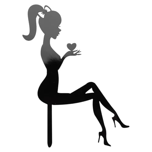 10Stück Hoher Absatz Frau Silhouette Muster Mädchen Geburtstag Torte Dekoration Kuchen Topper (Schwarz) von FUSHENGCHUANG
