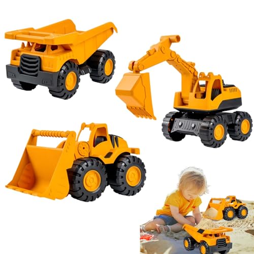 FUSHENGCHUANG 3 Stück Sandspielzeug Bagger Sandkasten, Verwendung Kipplaster Bagger Strandspielzeug Auto, Spielstabil Sandspielzeug ab 1 2 3 4 5 Jahr Mädchen Junge Sommerspielzeug (3PCS) von FUSHENGCHUANG
