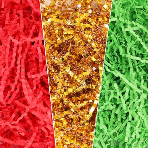 FUSHENMU Papierschnipsel für Weihnachten, 300 g, Knisterschnitt, Rot, Grün, Gold, Bast, Konfetti, Füller für Geschenkverpackungen, Korbfüllung, Hochzeit, Erntedankfest FUSHENMU Papierschnipsel für Weihnachten, 300 g, Knisterschnitt, Rot, Grün, Gold, Bast, Konfetti, Füller für Geschenkverpackungen, Korbfüllung, Hochzeit, Erntedankfest von FUSHENMU