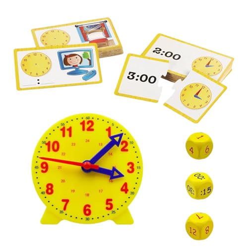 FUSONGQINTANG Lernuhr Kinder Uhr Lernen für Kind ab 6 und 8 mit12 Karten & 3 Würfeln Demonstrationsuhr Modell für Einschulung Junge Mädchen FUSONGQINTANG Lernuhr Kinder Uhr Lernen für Kind ab 6 und 8 mit12 Karten & 3 Würfeln Demonstrationsuhr Modell für Einschulung Junge Mädchen von FUSONGQINTANG