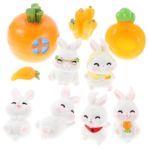 FUTUREORYY 1 Satz Hase Figuren Teiliges Karotten Häschen aus Resin für Garten Bonsai und Süße Osterdeko und Geschenkidee von FUTUREORYY