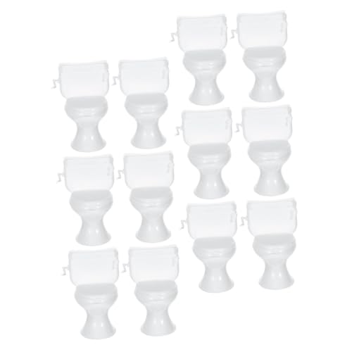 FUTUREORYY 12 Stück Maßstab Realistische Mini-Toilette Puppenhaus Badezimmermöbel Langlebig Ungiftig Vielseitig für DIY Basteln Kuchendekoration Puppenhaus Zubehör von FUTUREORYY