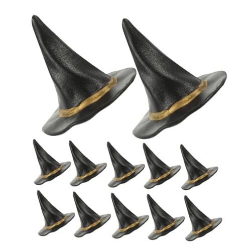 FUTUREORYY 12 Stück Teiliges Mini Hexenhüte Halloween Deko Schwarz für Puppenhaus Basteln Party Gastgeschenke Mädchen Zubehör von FUTUREORYY