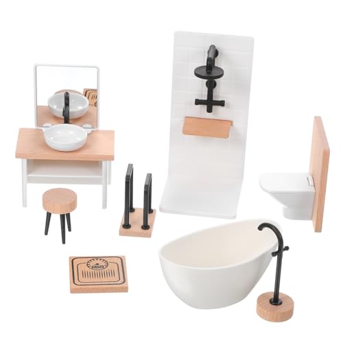 FUTUREORYY 1satz Miniatur Puppenhaus Badezimmer Set Teiliges Zubehör Mit Badewanne Toilette Und Waschbecken Für Kreatives Rollenspiel Und Fantasievolles Spielen von FUTUREORYY