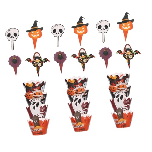 FUTUREORYY 2 Sätze Halloween Cupcake Dekorationen Teiliges Spuk Muffin Wrapper Toppers mit Kürbis Fledermaus Geist Schädel für Party Tischdeko und Backzubehör FUTUREORYY 2 Sätze Halloween Cupcake Dekorationen Teiliges Spuk Muffin Wrapper Toppers mit Kürbis Fledermaus Geist Schädel für Party Tischdeko und Backzubehör von FUTUREORYY