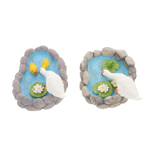 FUTUREORYY 2 Stück Mini Pool Ornamente Für Den Außenbereich Tierstatuen Gänse Ornament Gartenzubehör Miniatur Gans Statue Dekoration Miniatur Tiere Simulationstiere Garten Frosch von FUTUREORYY