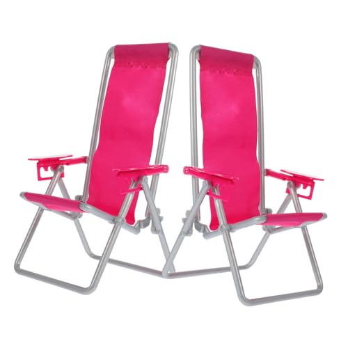FUTUREORYY 2 Stück Miniatur Strandstuhl Klappbare Mini Liegestühle als Dekoration für Puppenhaus Garten und Schreibtisch Realistische Faltbare Outdoor Lounge Stühle für Strand und Hausmodelle von FUTUREORYY