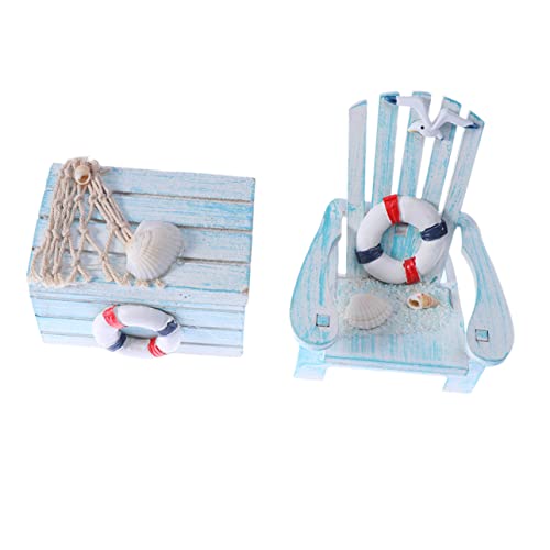 FUTUREORYY 2 Stücke Mini Strandstuhl Dekoration mit Mediterranes Design für Kinderzimmer und Tischdekoration Holzmodell für Langlebig und Vielseitig Einsetzbar von FUTUREORYY