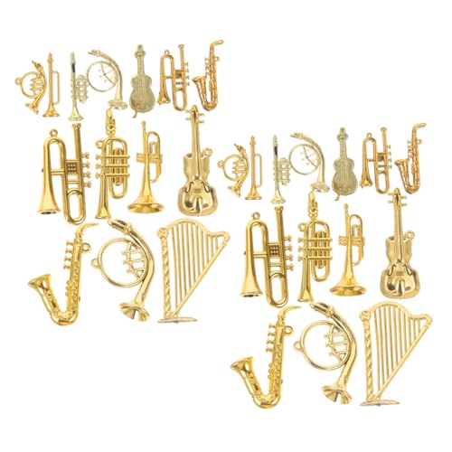 FUTUREORYY 28 Stück Teiliges Musikinstrument Modell mit Trompete Violine Flöte Farbige Langlebige Weihnachtsbaumschmuck Anhänger für DIY Basteln und Christbaumdekoration von FUTUREORYY