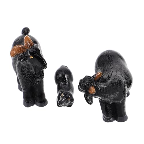 FUTUREORYY 3 Stück Miniatur Schwarze Ziegenfiguren Teiliges Realistische Harz Lämmer für Mikro Landschaft Deko Feingearbeitete Kleine Tierornamente für Garten Büro und von FUTUREORYY