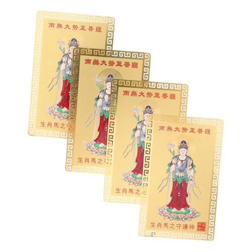 FUTUREORYY 4 Stück Kupfer Amulettkarten Pferd Tierkreiszeichen Schutz Amulett für Glück Wohlstand Tragbar für Auto Büro Zuhause Chinesischer Buddha Glücksbringer für Lunar Year Dekor von FUTUREORYY