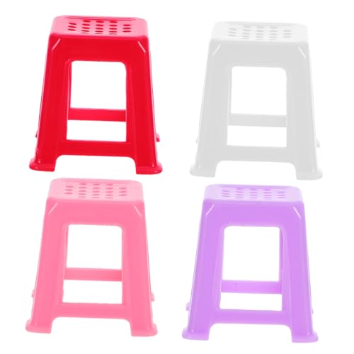 FUTUREORYY 4 Stück Mini-stuhlmodell Miniaturmöbel Miniaturpuppenhausmöbel Vintage Puppenhausmöbel Zubehör Für Puppenhäuser Mini-Stuhl-Modell Miniatur-Bank Kleiner Hocker Mini Möbel Plastik von FUTUREORYY