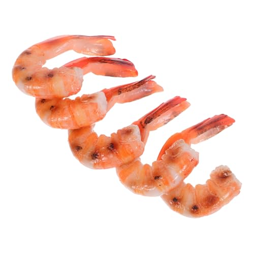 FUTUREORYY 5 Stück Simulierte Fischprops künstliche Garnelenfiguren Garnelen Spielzeuggarnelen Gefälschte Garnelen-Requisiten lebensechte realistische PVC von FUTUREORYY